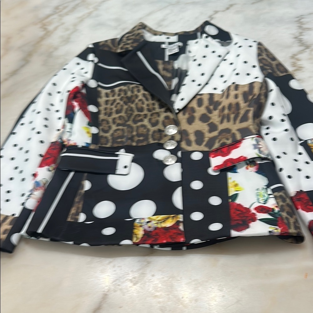 OO LALA Chic Leopard and Polka Dot Blazer